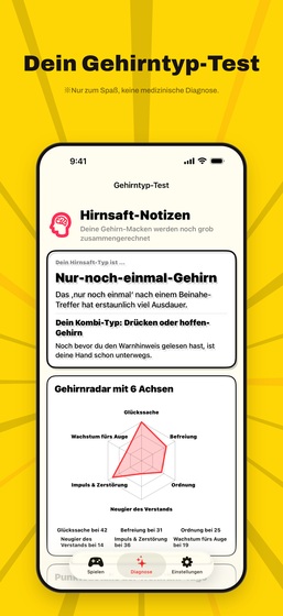 Bildschirm des Gehirntyp-Tests