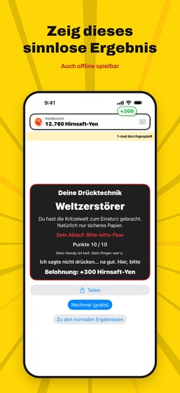 Ergebnisbildschirm des Gehirntyp-Tests