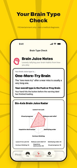 Brain Type Check screen