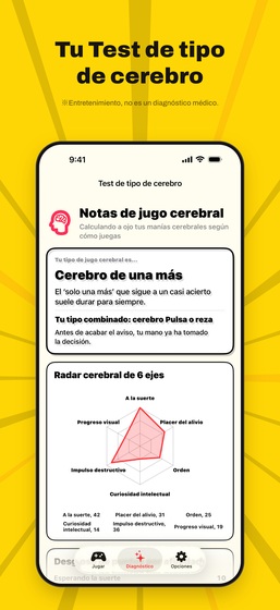 Pantalla de Test de tipo de cerebro