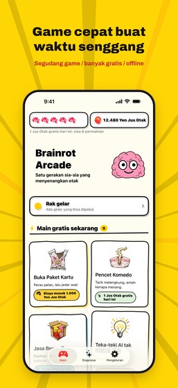 Layar utama Brainrot Arcade