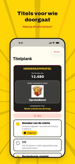 Scherm met Hersensap-yen en titels