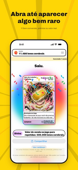 Tela de Abrir Pacote