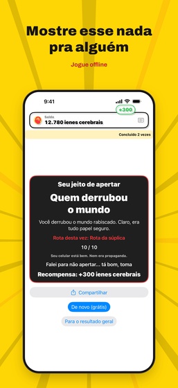 Tela do resultado do Teste de tipo de cérebro