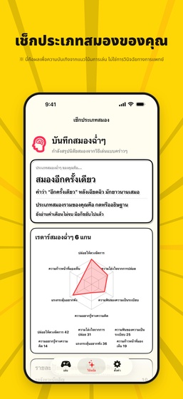 หน้าจอเช็กประเภทสมอง