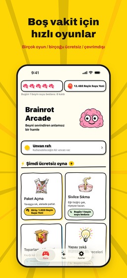 Brainrot Arcade ana ekranı